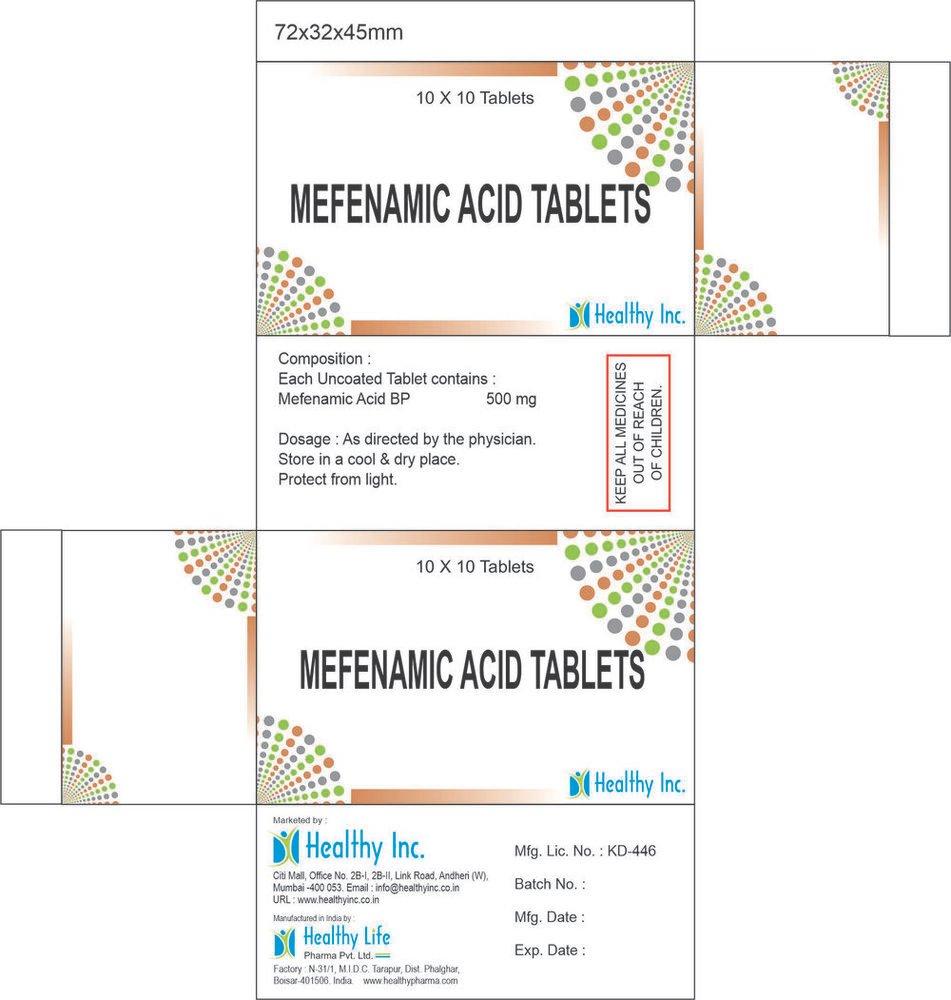 Mefenamic Acid Tablets IP/ BP Mefenamic Acid Tablets product packshot