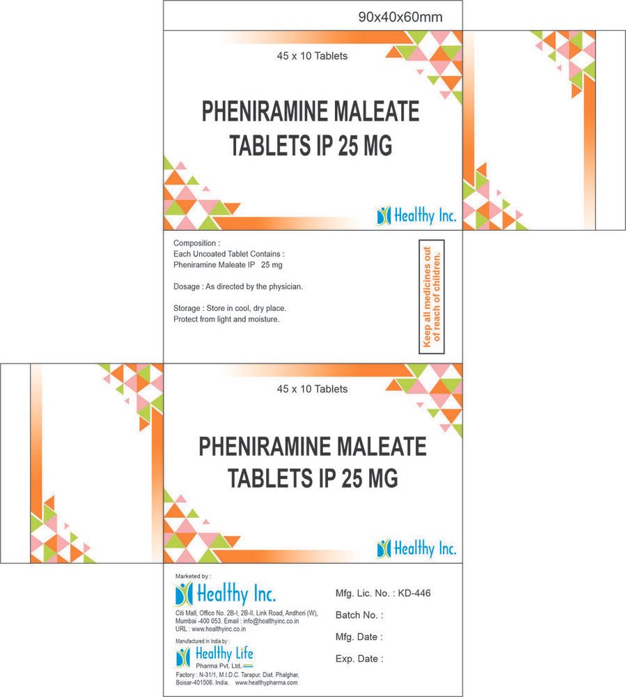 Pheniramine Maleate Tablets IP – Manufacturer & Exporter India Pheniramine Maleate Tablets IP – Manufacturer & Exporter India